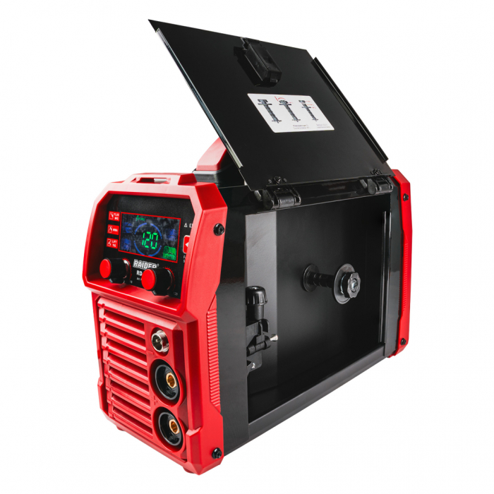 Aparat de sudură Raider RD‑IW40, invertor 2‑în‑1 MIG/MAG (fără gaz) + MMA, 20–120 A [2]