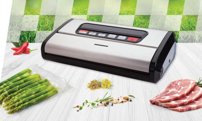 Aparat de vidat si sigilat Heinner HAV-165BKSS, vidare uscata/ umeda, pompa si sigilare dubla, sistem racire banda sigilare, furtun pentru caserole, cutter incorporat, compatibil cu pungi latime 32 cm [2]