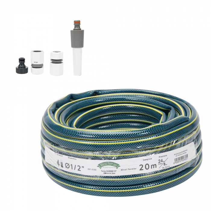 PACHET -  Aparat spalat cu presiune DETOOLZ, presiune 180 bari, putere 2400W, debit 6.8 l/min, DZ-CI110 + Furtun gradina BLUEBOS PLUS 1/2" (14 mm) 20m, set duze de conectare [3]