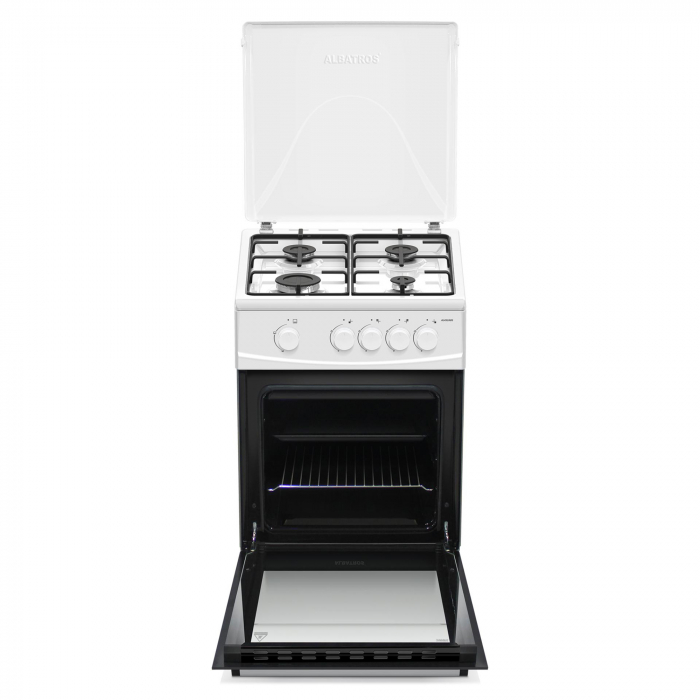 Aragaz Albatros AL452ABS, 50 x 50 cm, Plita+cuptor pe GPL/GN, Geam dublu la cuptor, Siguranta plita + cuptor, Alb [2]