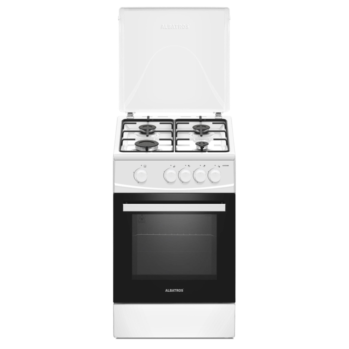 Aragaz Albatros AL452ABS, 50 x 50 cm, Plita+cuptor pe GPL/GN, Geam dublu la cuptor, Siguranta plita + cuptor, Alb [1]