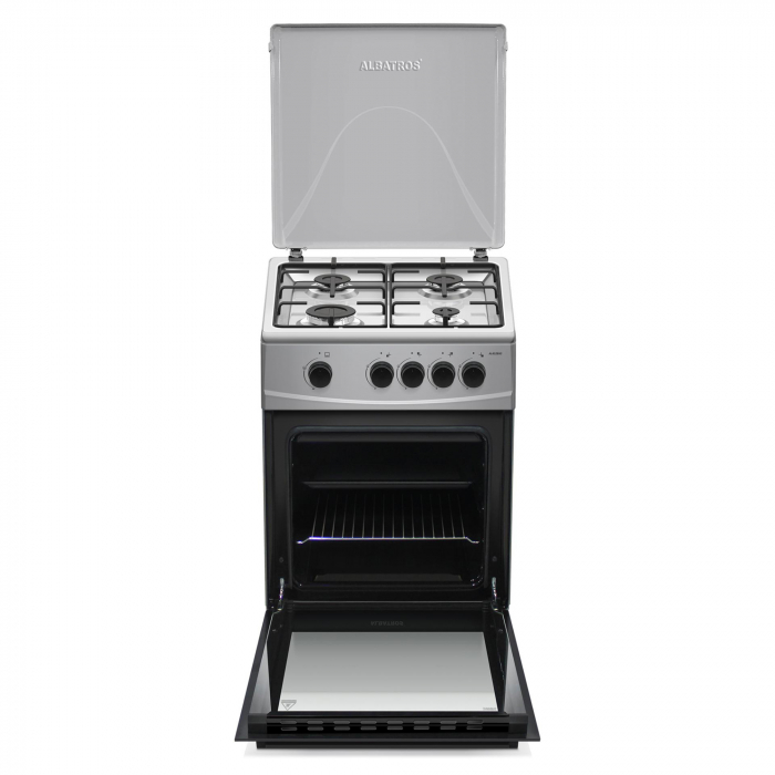 Aragaz Albatros AL452BXS, 4 arzatoare pe GPL + GN, Siguranta plita + cuptor, 50 x 50 cm, Inox [2]