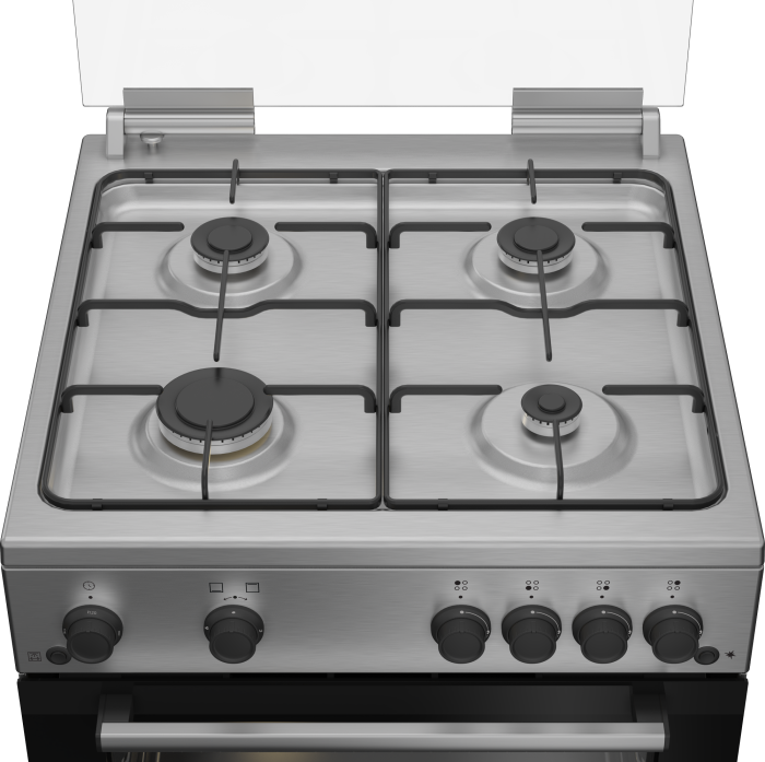 Aragaz Beko, 4 arzatoare cu eficienta ridicata, aprindere electrica plita si cuptor, grill gaz, rotisor, iluminare cuptor, timer mecanic, culoare inox+silver [2]