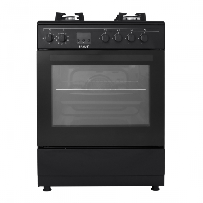 Aragaz electric / gaz Samus SM665AENS, 4 arzatoare pe gaz, cuptor electric, 10 functii, convectie 3D, latime 60 cm, aprindere electrica plita, timer digital, suprafata plita din sticla securizata [4]