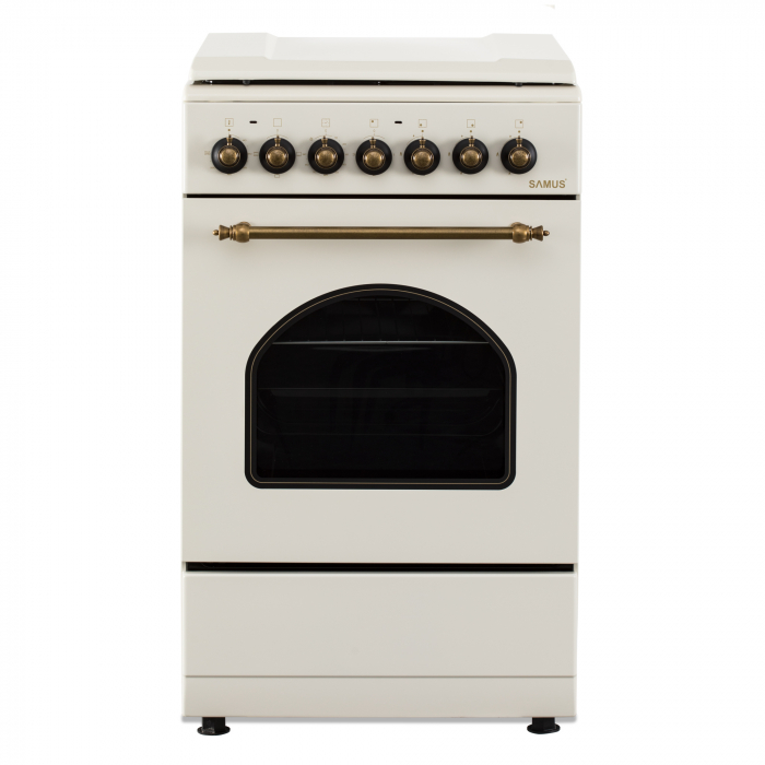 Aragaz electric / gaz Samus SR550EL3C, 3 arzatoare gaz + 1 arzator electric, cuptor electric, aprindere electrica, dispozitiv siguranta arzatoare gaz, timer mecanic, Bej [7]