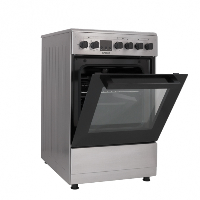 Aragaz electric Samus SM564VTE, cuptor cu 10 functii, grill, convectie 3D, timer digital, lumina interioara, Alb [3]