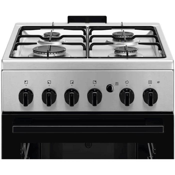 Aragaz Electrolux, Gaz, 4 arzatoare, Aprindere integrata plita si cuptor, Siguranta plita si cuptor, Autocuratare catalitica, Grill electric, Rotisor, 50 cm, Inox [2]