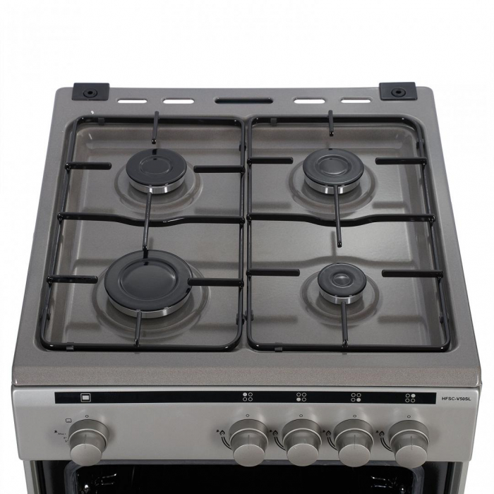 Aragaz Heinner HFSC-V50SL, 4 arzatoare, Gaz, Dispozitiv de siguranta plita/cuptor, 50 cm, Silver + Butelie GPL 26 L [2]