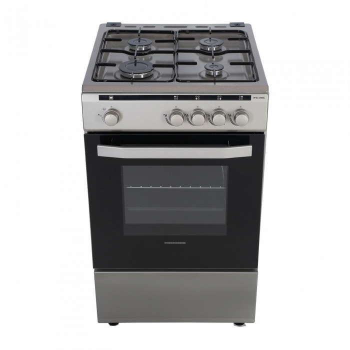Aragaz Heinner HFSC-V50SL, 4 arzatoare, Gaz, Dispozitiv de siguranta plita/cuptor, 50 cm, Silver + Butelie GPL 26 L [6]
