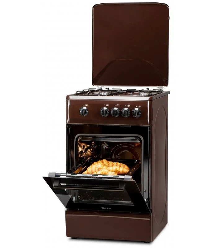 Aragaz LDK 5060 DARK BROWN RMV, Gaz, 4 arzatoare, Capac metalic, Siguranta, 50 x 60 cm, Maro inchis [2]