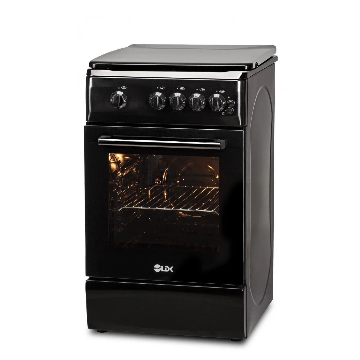 Aragaz LDK 5060 GRAI Black RMV, 4 Arzatoare, Siguranta, Grill, Rotisor, Iluminare, Capac metalic, 50 x 60 cm, Negru [4]
