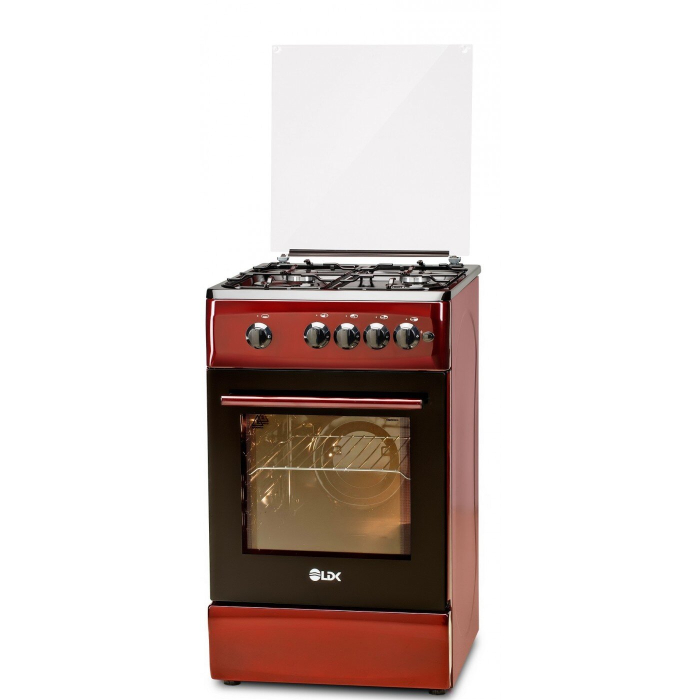 Aragaz LDK 5060 GRAI Bordo RMV, 4 Arzatoare, Siguranta, Grill, Rotisor, Iluminare, Capac sticla, 50 x 60 cm, Bordo [2]