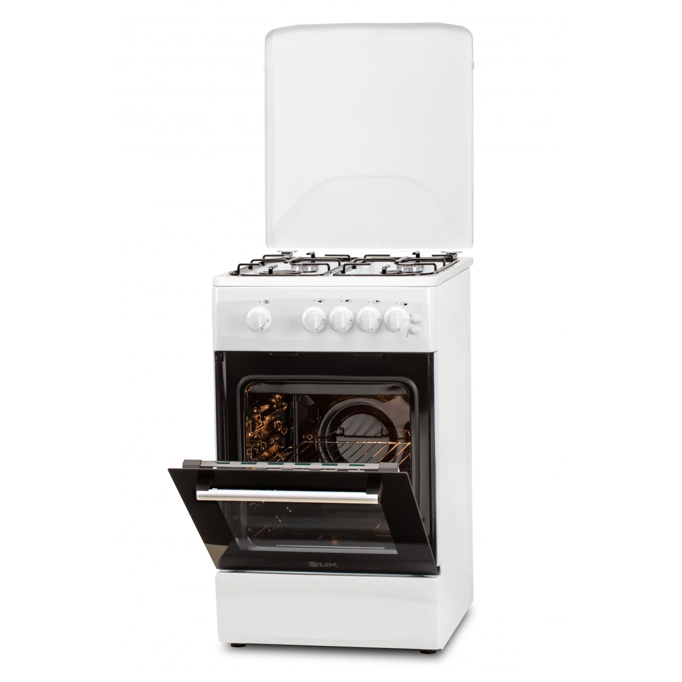 Aragaz LDK 5060 GRAI WH RMV, 4 Arzatoare, Siguranta, Grill, Rotisor, Aprindere electrica, Iluminare, Capac metalic, 50 x 60 cm, Alb [2]