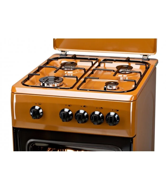 Aragaz LDK 5060 LIGHT BROWN RMV, Gaz, 4 arzatoare, Capac metalic, Siguranta, 50x60 cm, Maro deschis [5]