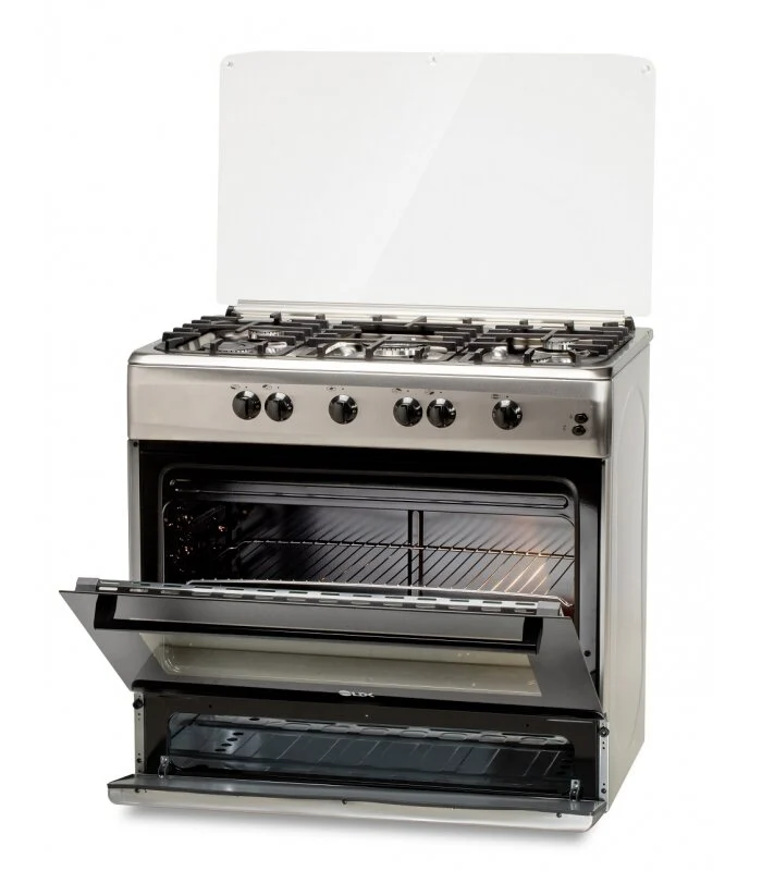 Aragaz LDK 6090 GRAI IX RMV, Gratare plita din fonta, 5 arzatoare, Aprindere electrica, Grill, Rotisor, 90 cm, Inox [2]