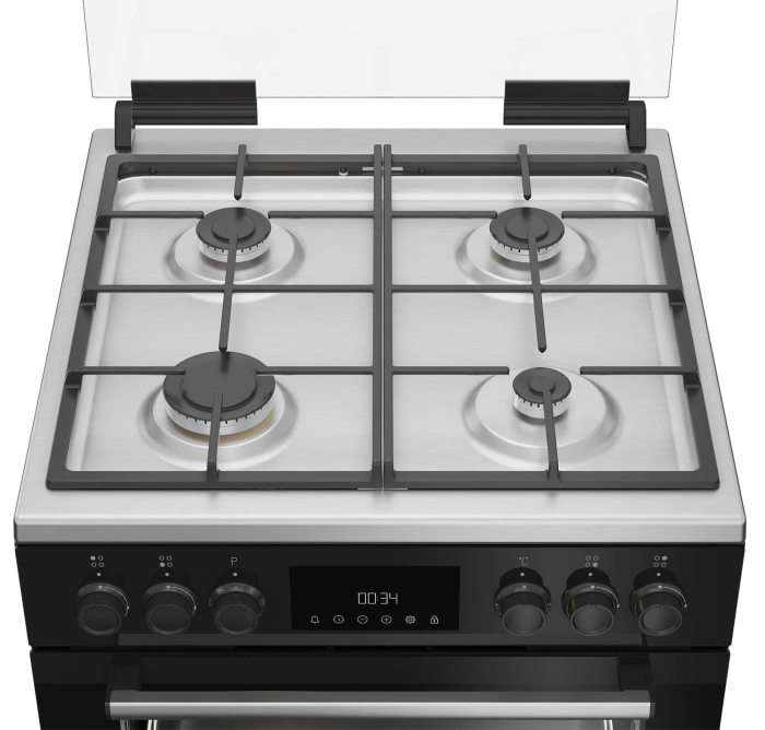 Aragaz mixt Beko, 4 arzatoare cu eficienta ridicata, gratare fonta, autocuratare catalitica, aprindere electrica, LED display Good+, cuptor electric, 8 functii, grill electric, gatire 3D, iluminare cu [4]