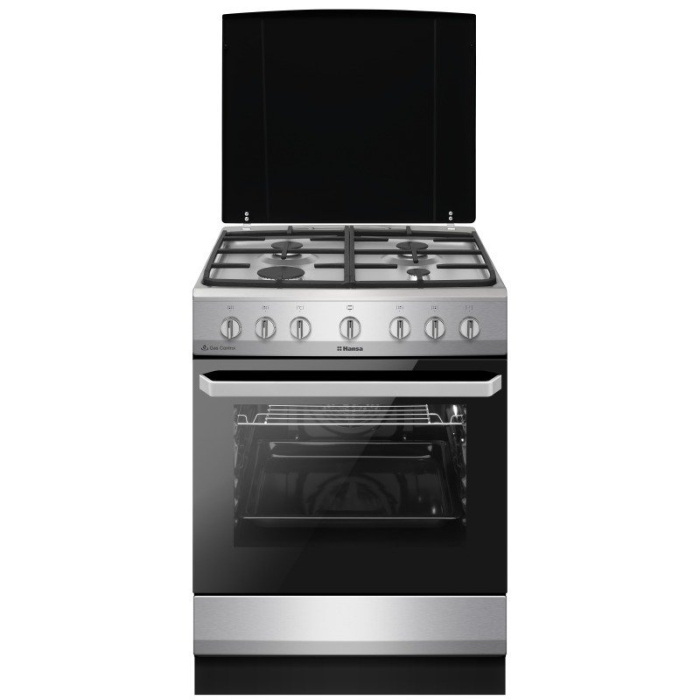 Aragaz mixt Hansa, cuptor electric, 60 cm, 4 arzatoare, steam cleaning, programator, 8 functii, grill, ventilator, aprindere electrica, siguranta, sertar depozitare, cu capac metalic, 62 L, clasa A, i [2]