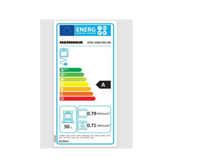 Aragaz Mixt Heinner HFSC-V60LITGC-BK, 50x60cm, 4 arzatoare, Aprindere electrica plita, Cuptor electric, 6 functii, Culoare Negru [3]