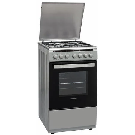 Aragaz mixt Heinner HFSC-V60LITGC-SL, 4 arzatoare gaz, Dispozitiv de siguranta plita, Aprindere electrica, GPL + GAZ, Cuptor electric, Timer, Grill, Clasa A, 50 cm, Argintiu + Butelie GPL 26 L [2]