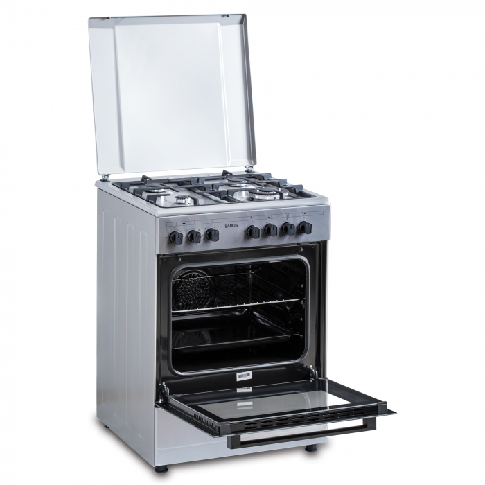 Aragaz Mixt Samus SM662AENS1, 4 Arzătoare Gaz, Arzător WOK, Cuptor Electric 56L, 7 Funcții, Grill, Timer, Inox [5]