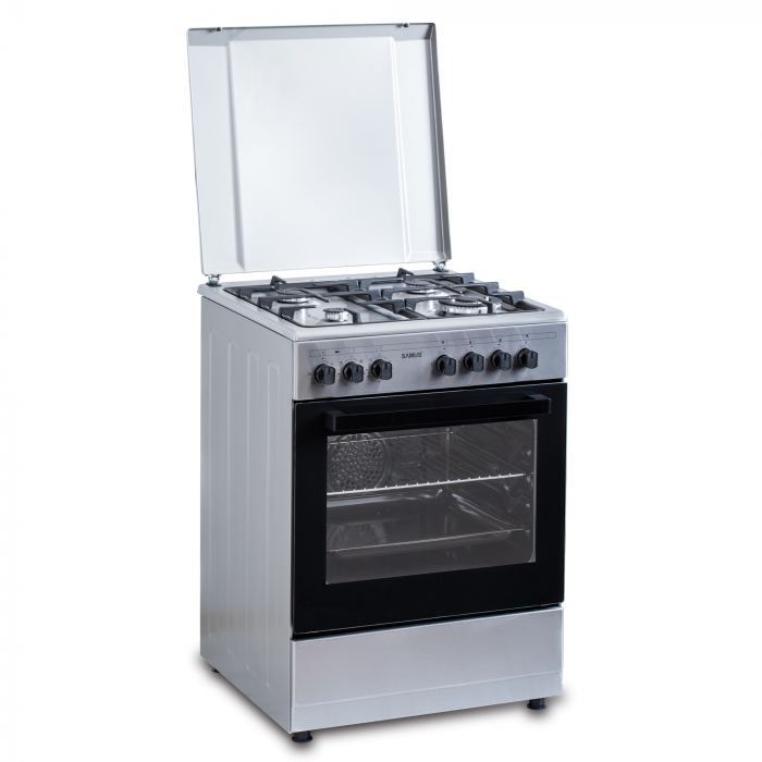 Aragaz Mixt Samus SM662AENS1, 4 Arzătoare Gaz, Arzător WOK, Cuptor Electric 56L, 7 Funcții, Grill, Timer, Inox [3]