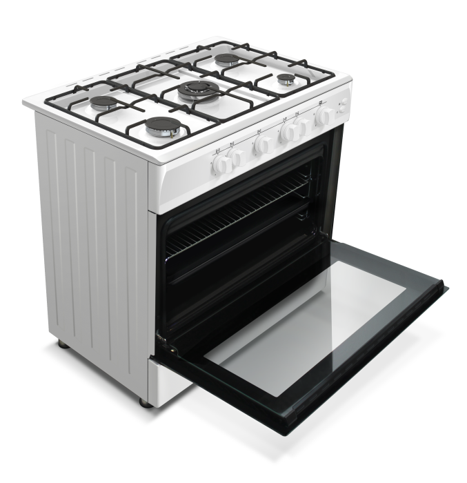 Aragaz Nobeltek, 60x90cm, plita gaz cu 5 ochiuri(arzator mare triplu), cuptor gaz (102l), aprindere electrica, grill, iluminare cuptor, echipat cu diuze GN, diuze GPL de schimb, alb [3]