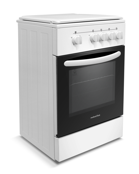Aragaz Nobeltek NLT 5551A/G1, 50 cm, plita gaz, cuptor gaz, siguranta plita si cuptor, echipat cu diuze GPL, diuze GN de schimb, capac tabla, Alb [3]