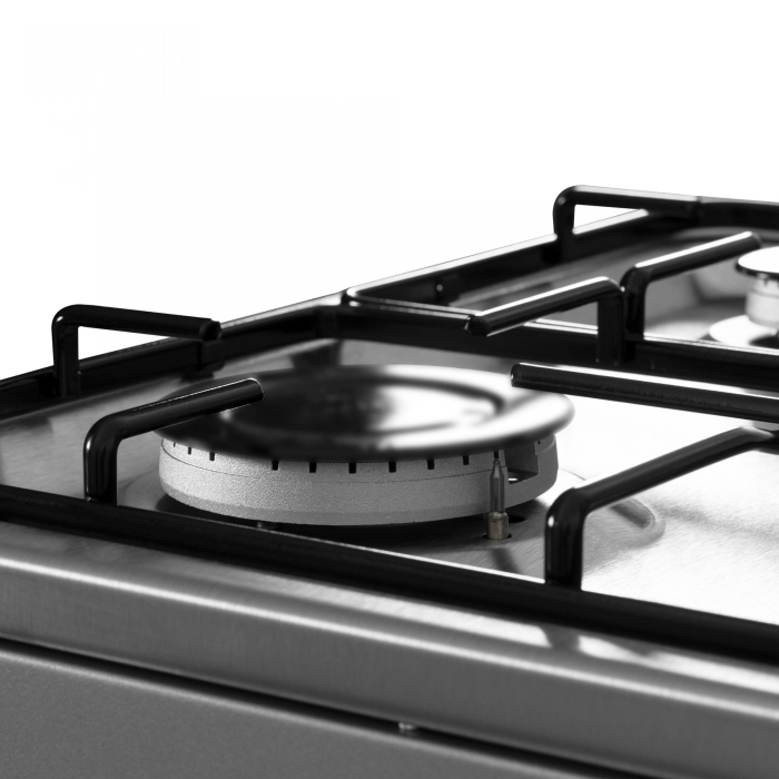 Aragaz pe gaz 50x50 cm, 4 arzătoare, cuptor 49 L, inox & argintiu, siguranță plită + cuptor [6]