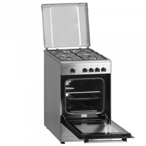 Aragaz pe gaz 50x50 cm, 4 arzătoare, cuptor 49 L, inox & argintiu, siguranță plită + cuptor [7]