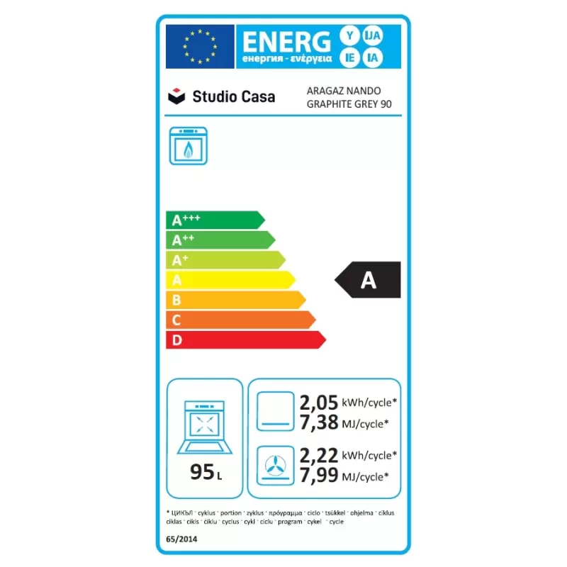 Aragaz pe gaz 90 cm Nando Graphite Grey Studio Casa, 5 zone de gatit, Gaz, Wok, Cuptor gaz, Rotisor, Timer digital, Grill electric, Aprindere electrica, Clasa energetica A, Gri [7]