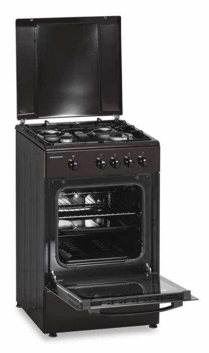 Aragaz Heinner HFSC-SME50BRW, Gaz, 4 arzatoare, Dispozitiv siguranta plita si cuptor, 50 cm, Maro [4]