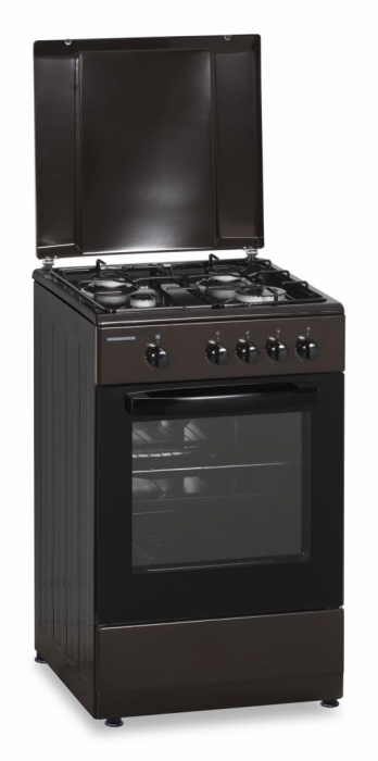 Pachet - Aragaz Heinner HFSC-SME50BRW, Gaz, 4 arzatoare, Dispozitiv siguranta plita si cuptor, 50 cm, Maro + Hota traditionala HEINNER CH-400-BRW [2]