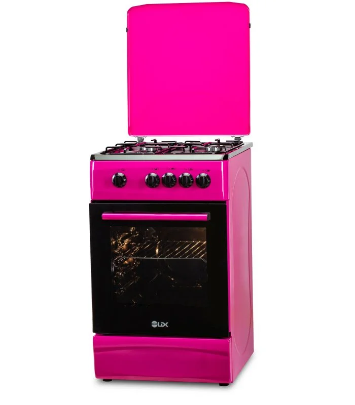 Aragaz pe Gaz LDK 5060 PURPLE RMV, 4 Arzătoare, Cuptor Gaz 46L, Siguranță Plită și Cuptor, Capac Metalic, Grătare Emailate, Duze GPL Incluse, 50 x 60 cm, Roz, 4 Ani Garanție [3]