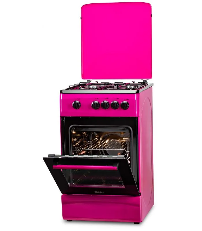 Aragaz pe Gaz LDK 5060 PURPLE RMV, 4 Arzătoare, Cuptor Gaz 46L, Siguranță Plită și Cuptor, Capac Metalic, Grătare Emailate, Duze GPL Incluse, 50 x 60 cm, Roz, 4 Ani Garanție [2]