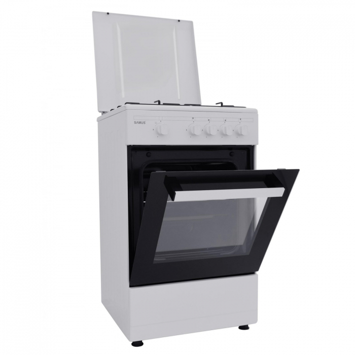 Pachet Aragaz pe gaz Samus SM450ABS, Plită cu 4 arzătoare, cuptor 49L, dublu geam, siguranță gaz + Butelie GPL 26 L, Ceas Regulator, Furtun 2m și 2 Coliere [3]