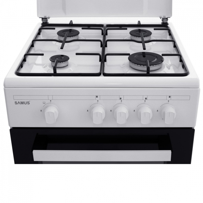 Pachet Aragaz pe gaz Samus SM450ABS, Plită cu 4 arzătoare, cuptor 49L, dublu geam, siguranță gaz + Butelie GPL 26 L, Ceas Regulator, Furtun 2m și 2 Coliere [4]