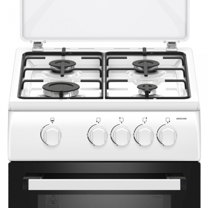 Aragaz pe gaz Samus SM561ABS, cuptor pe gaz, dispozitiv siguranta plita si cuptor, geam dublu la cuptor, capac metalic, Alb [5]