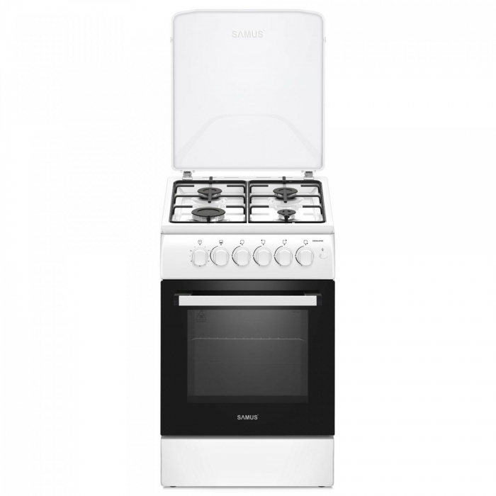 Pachet - Aragaz pe gaz Samus SM561APBS, 4 arzatoare, cuptor pe gaz, aprindere electrica plita, dispozitiv siguranta plita si cuptor, geam dublu la cuptor, timer mecanic, capac metalic + Butelie GPL 26 [2]