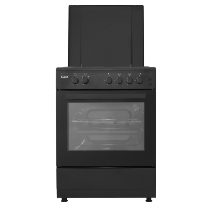 Aragaz pe gaz Samus SM667APGS Antracit, 4 arzatoare, 1 arzator Wok, aprindere electrica, grill, timer, lumina interioara, Antracit [2]