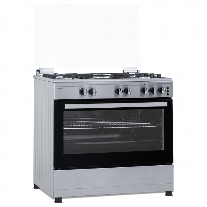 Aragaz pe gaz Samus SM950AGRXS, 5 arzatoare pe gaz, 1 arzator Wok, cuptor pe gaz, aprindere electrica plita si cuptor, dispozitiv siguranta plita si cuptor, lumina la cuptor, timer, grill, rotisor [3]