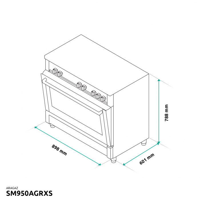 Aragaz pe gaz Samus SM950AGRXS, 5 arzatoare pe gaz, 1 arzator Wok, cuptor pe gaz, aprindere electrica plita si cuptor, dispozitiv siguranta plita si cuptor, lumina la cuptor, timer, grill, rotisor [2]