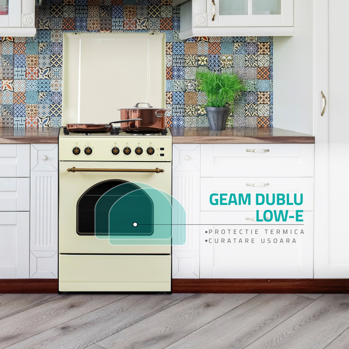 Aragaz pe gaz Samus SR660S4C, 1 arzator Wok, cuptor pe gaz 55 litri, aprindere electrica plita si cuptor [5]