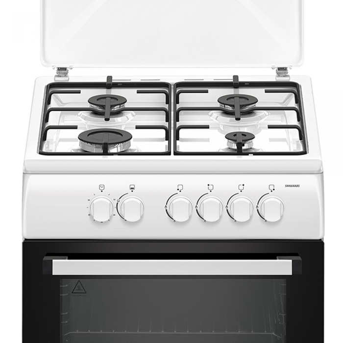 Aragaz Samus, 4 arzatoare pe gaz, 60 x 60 cm, Timer, Diuze GPL separat, Cuptor pe gaz, Alb [3]
