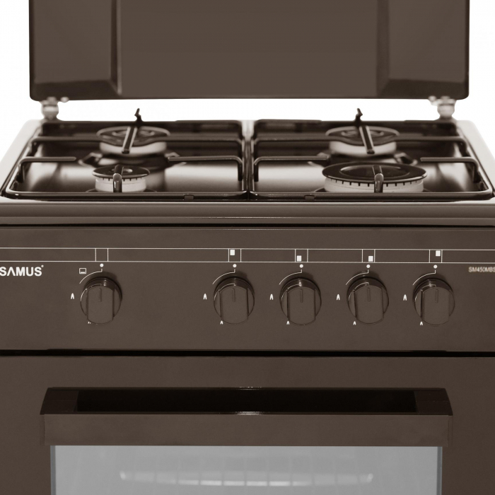 Aragaz Samus SM450MBS, 4 arzătoare, cuptor pe gaz 49L, siguranță plită + cuptor, geam dublu, maro, 50x50 cm, pe butelie [3]