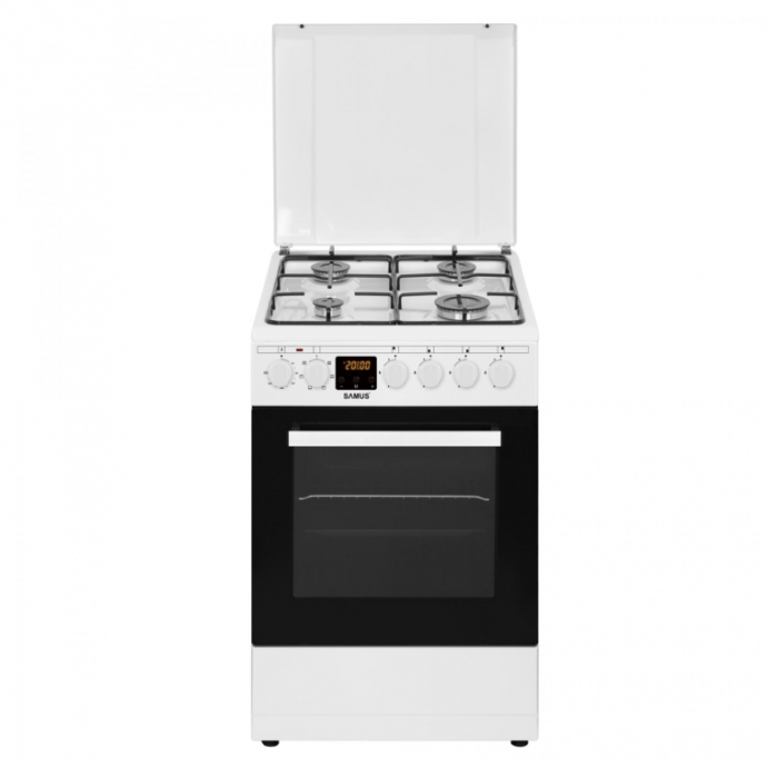 Aragaz Samus SM563AENS, 4 arzatoare pe gaz, cuptor electric, 7 functii, grill, timer digital, Argintiu [8]