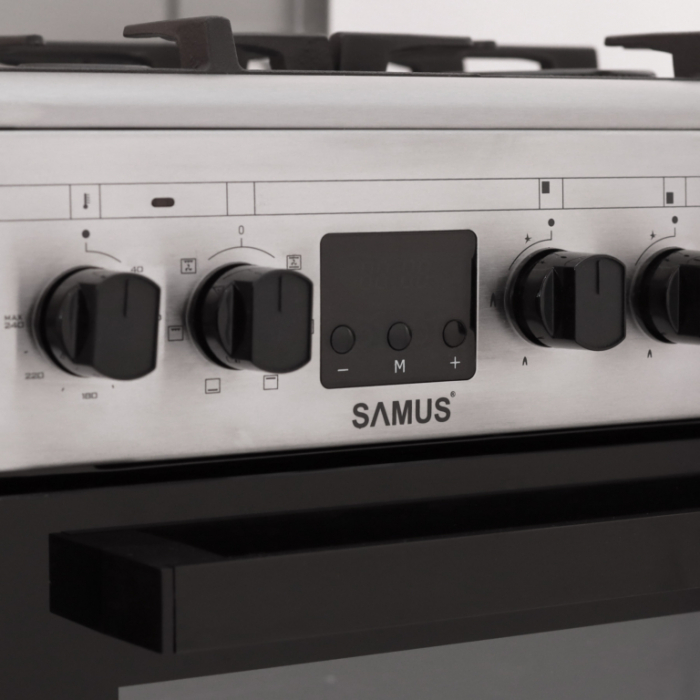 Aragaz Samus SM563AENS, 4 arzatoare pe gaz, cuptor electric, 7 functii, grill, timer digital, Argintiu [5]