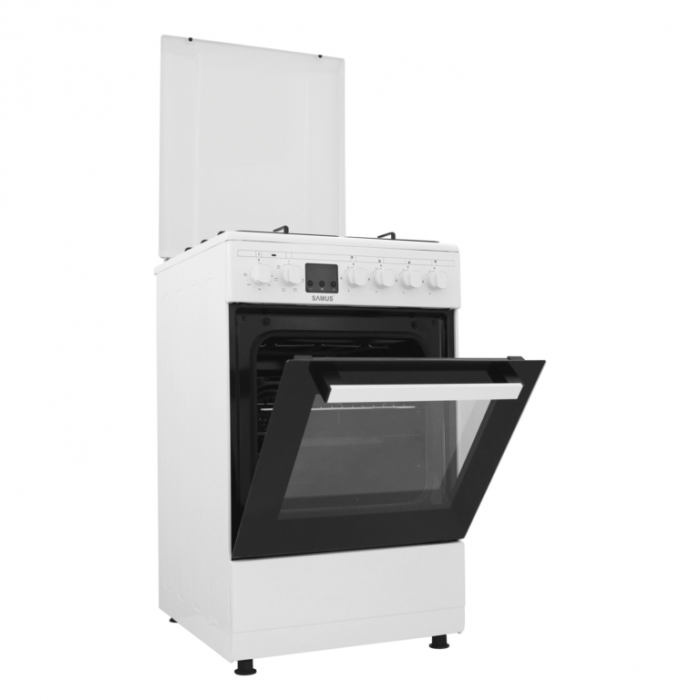 Aragaz Samus SM563AENS, 4 arzatoare pe gaz, cuptor electric, 7 functii, grill, timer digital, Argintiu [7]