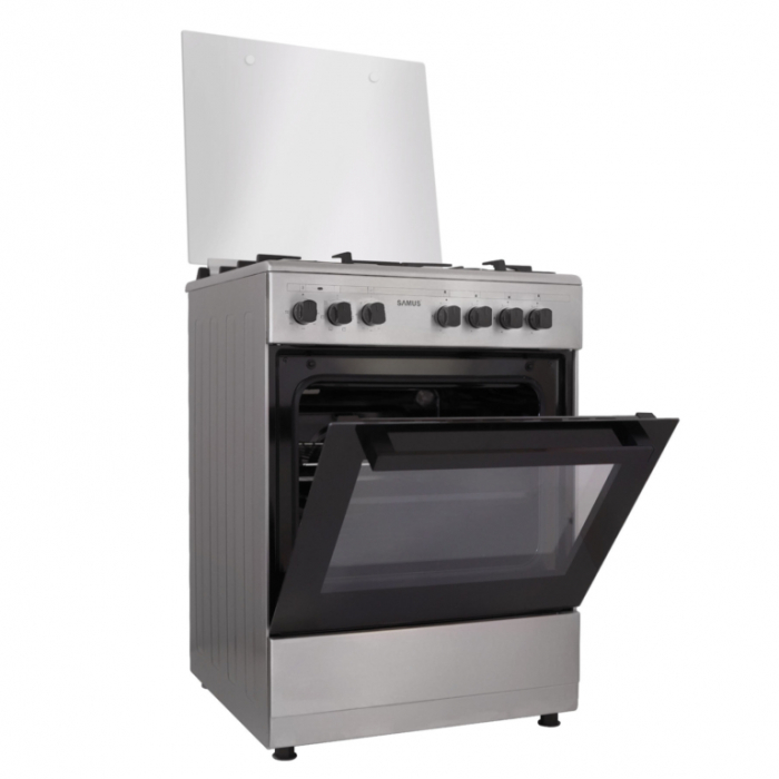 Aragaz Samus SM662AENS, 4 arzatoare pe gaz, cuptor electric, 7 functii, grill, ventilator, timer mecanic [6]