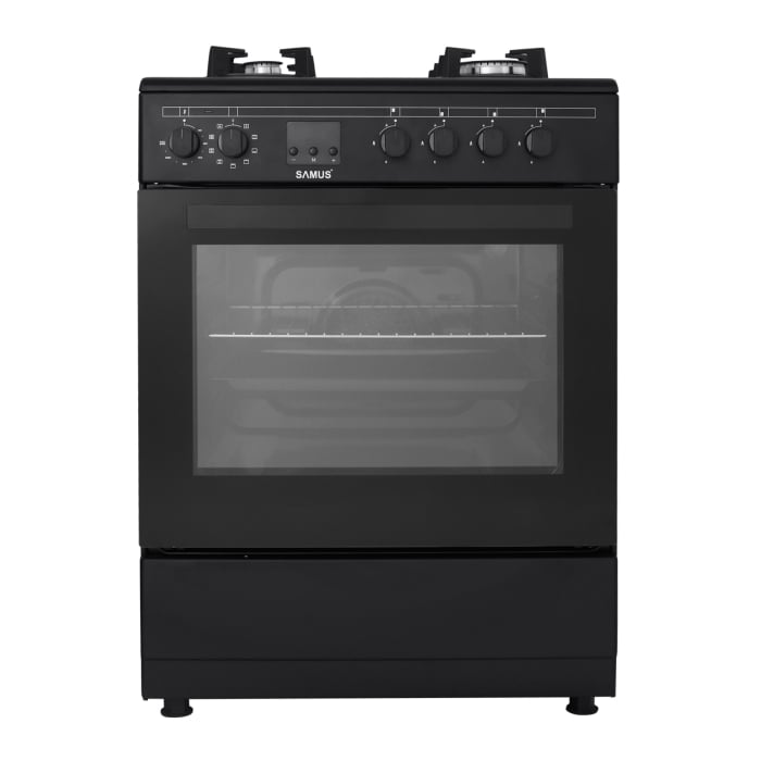Aragaz electric / gaz Samus SM665AENS, 4 arzatoare pe gaz, cuptor electric, 10 functii, convectie 3D, latime 60 cm, aprindere electrica plita, timer digital, suprafata plita din sticla securizata [2]