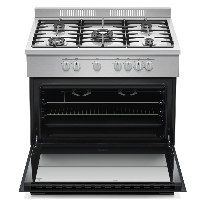 Aragaz semi-profesional Nobeltek NLT SP6904IX/FE1, plita gaz cu 5 ochiuri(arzator mare triplu), cuptor electric (110l), aprindere electrica, grill, iluminare cuptor, rotisor, gratare fonta [2]